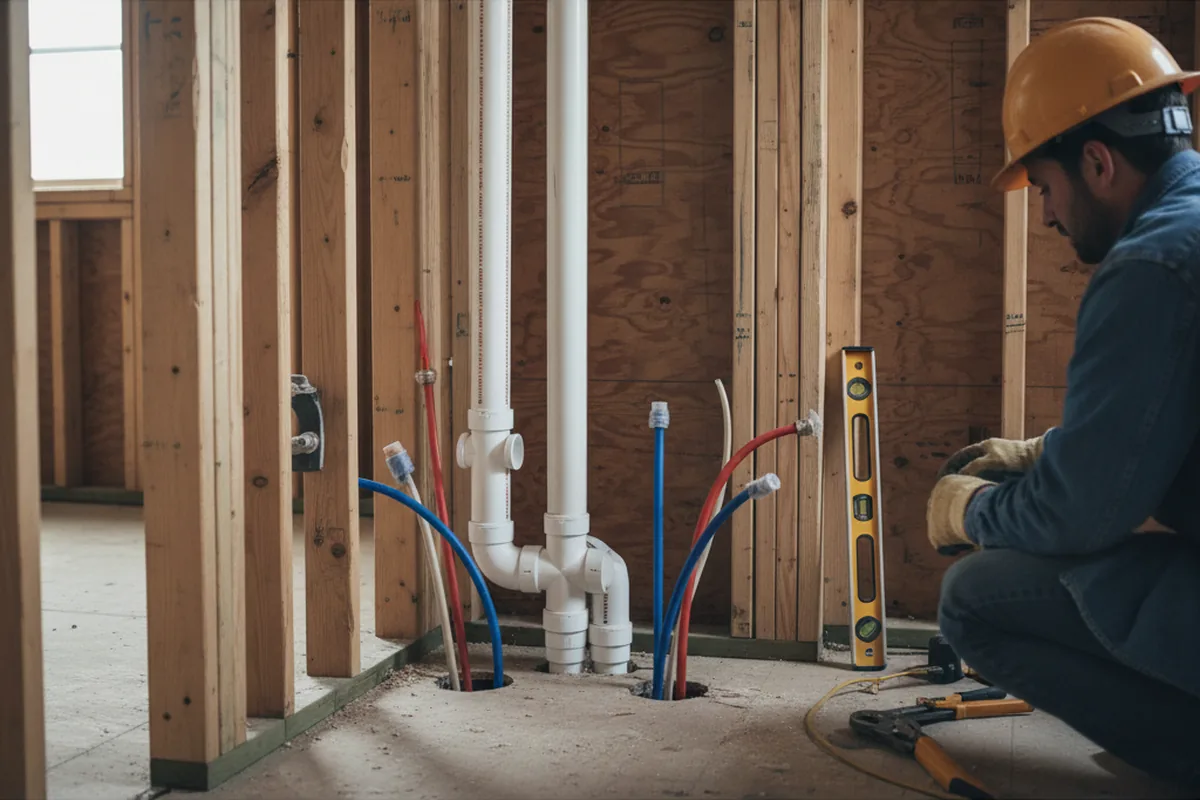 Drain and supply rough-in during Toilet Repair and Installation in Brownville