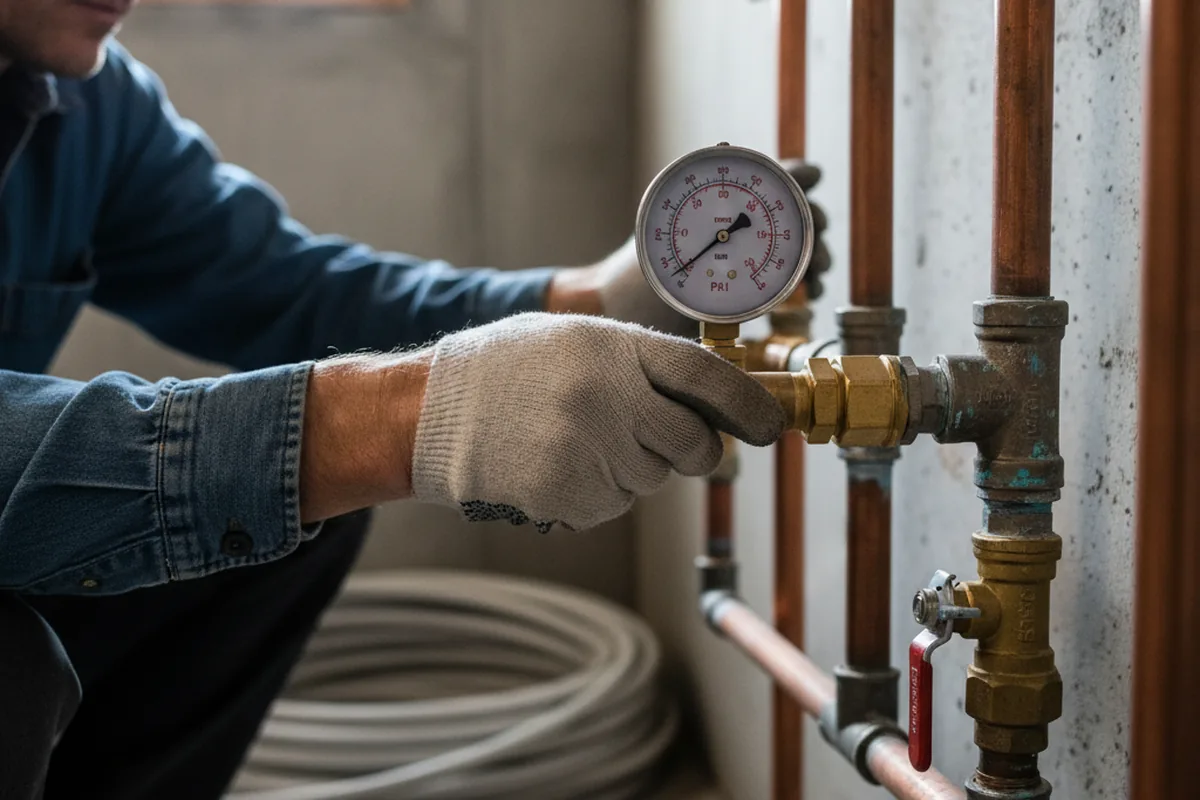 Pressure testing a repaired line during Water Line Repair in Brownville